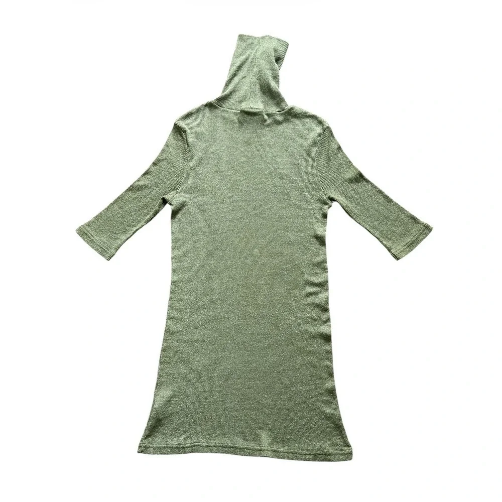 NWT Michael Stars Shine Rib Turtleneck Sweater Dress Pesto Green OS USA Stretch